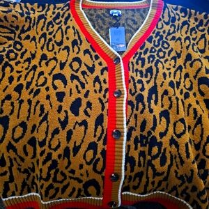 Future Collective leopard print varsity cardigan